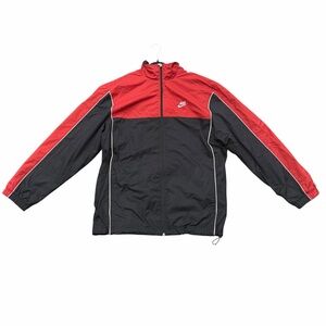 Nike Red Black Full Zip Windbreaker Jacket Size L